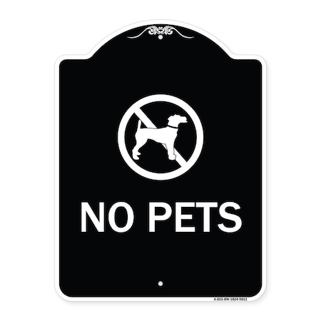Signmission Designer Series Sign-No Pets, Black & White Heavy-Gauge Aluminum, 24" x 18", BW-1824-9813 A-DES-BW-1824-9813